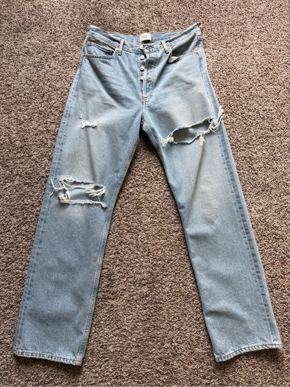 Citizens Of Humanity Light Blue Distressed Straight-Leg Jeans
